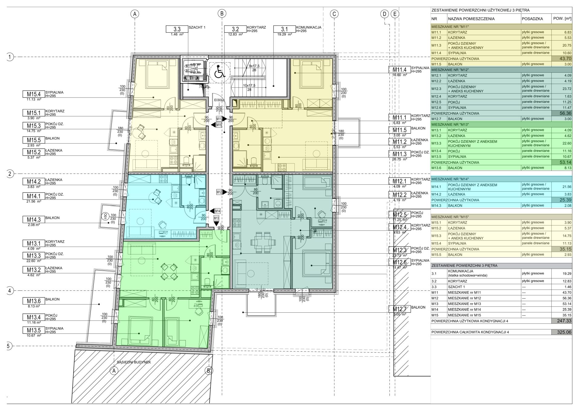 PIĘTRO 3- poszczególne mieszkania