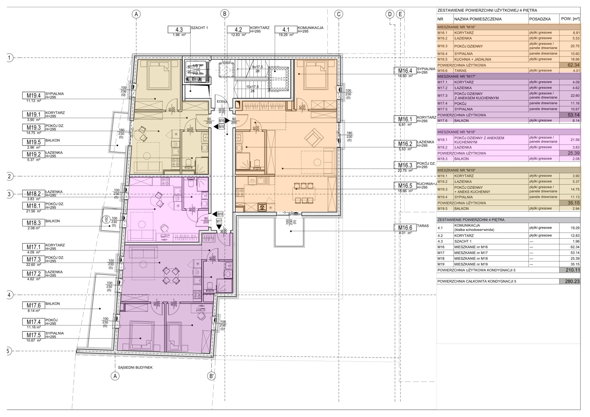 PIĘTRO 4- poszczególne mieszkania